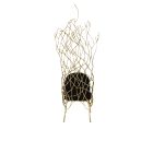 Abstract brass chair with twig-inspired frame and fine fabric upholstered seat