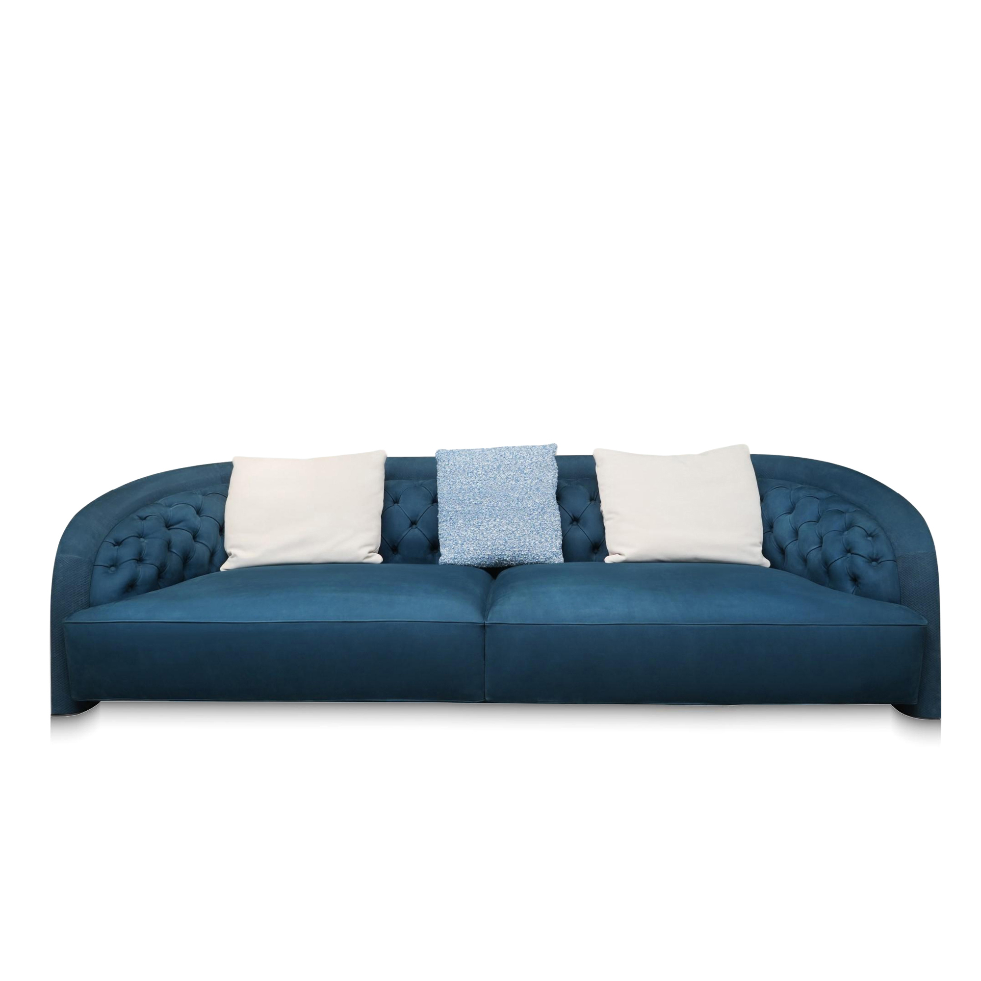 Luxury matte leather 2 seater couch with memory foam and winged armrests