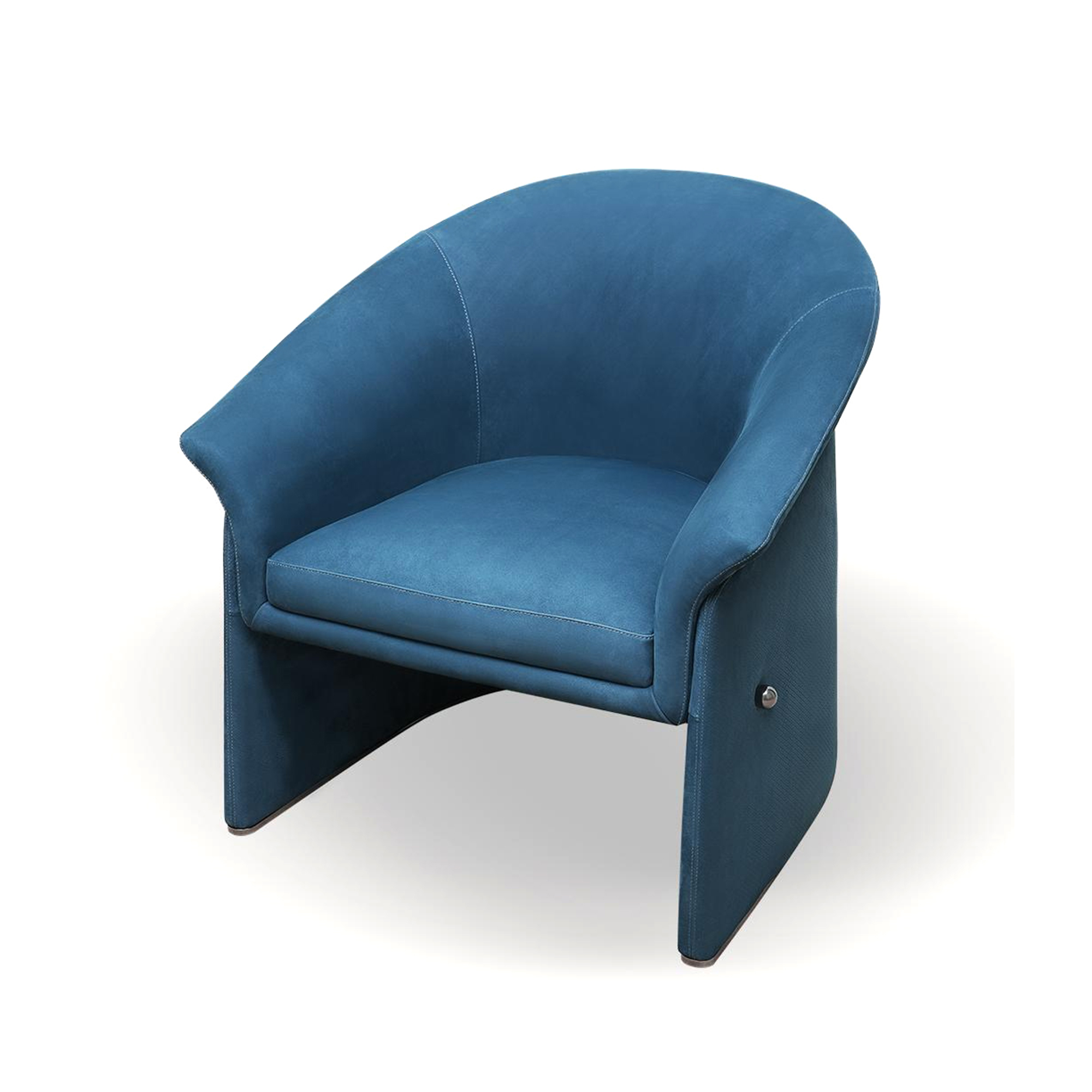 Ergonomic leather dining armchair with rounded back and pine wood frame