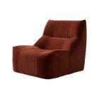 Aralia chair with sculptural curved back and low-profile seat in velvet fabric