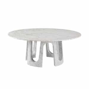 Arches Marble Dining Table with sculptural stone base and polished marble top in contemporary design.