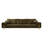 Luxury nubuck leather sofa with brass frame lines and brass legs – Kalyste