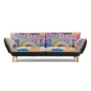 Rhapsody Sofa with elegant curved design, deep cushions, and soft velvet upholstery in contemporary style.