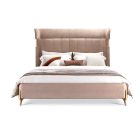 Double luxury bed with high curved nubuck headboard and brass legs – Kalyste
