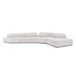 kalyste glacier monolithic sofa—fluid sculptural form upholstered in textured fabric