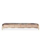 kalyste creative design coffee table made with solid wood , brass legs and crocodile embossed leather