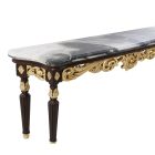 Side vew of A Hand Painted European Classical Console Table with sculptured detail and marble countertop