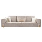 Luxury velvet sofa in nubuck leather with brushed brass legs
