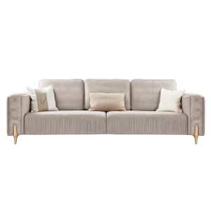 Luxury velvet sofa in nubuck leather with brushed brass legs