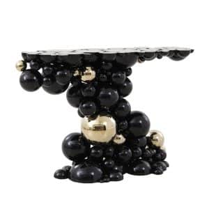 Orbital Console Table by European-style with black and gold spheres