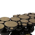 Counter top Detail of Newton Console Table black lacquer and gold-plated spheres