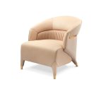 Luxury leather chair with brass accents and solid wood frame