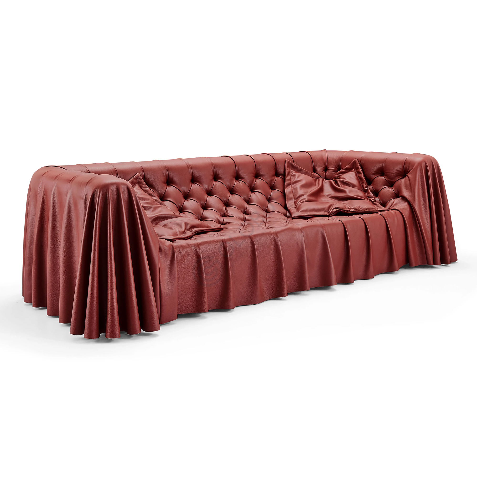 Busnelli Bohemien Sofa in tufted leather with bold sculptural design.