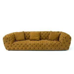 Luna Premium Tufted Sofa by Premium with deep tufted natural leather and rounded sculptural design.