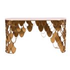 Luxury gold stainless steel console table with koi fish scale design and marble top