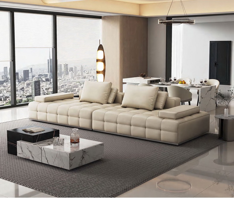Lawrence Sofa in modular design with wide seating and soft cushions. Image Title: Lawrence Sofa – Contemporary Modular Sofa