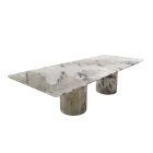 Marble Dining Table for 8 with Gold Stainless Steel Base