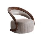 Wickham Armchair with hand-applied wood veneer, seamless curved frame, and Bentley-inspired luxury design