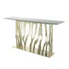 Metal in brushed gold and marble console table