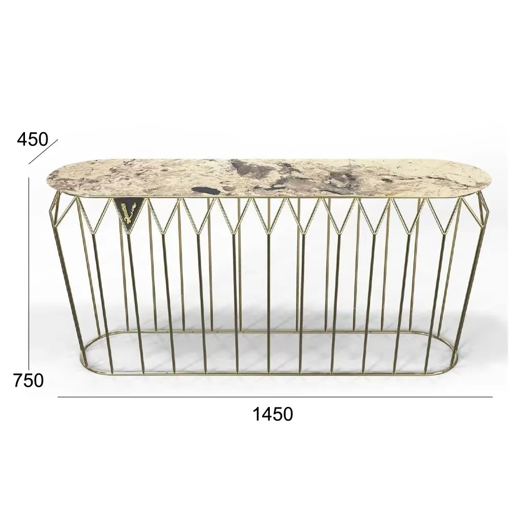 Pandora marble luxury console table with gold mirror stainless steel frame