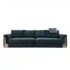 Arden Metalline sofa with curved metal surround and leather accent