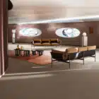 Bronze Halo sofa with bronze-toned tubular metal frame