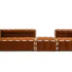 Caramel Cove modular sofa in caramel velvet with tufted cushions
