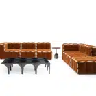 Caramel Cove modular sofa in caramel velvet with tufted cushions