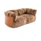 Caspian Cloud sofa with leather exterior and sheepskin cushions