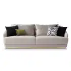 Inara Pleated Leather sofa with pleated leather back and gold metal base