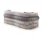 Marcelline Wave sofa with jacquard cushions and gold metal base
