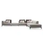 Maren Link sofa with integrated marble table and channel backrest