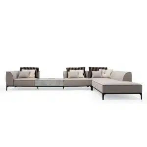 Maren Link sofa with integrated marble table and channel backrest