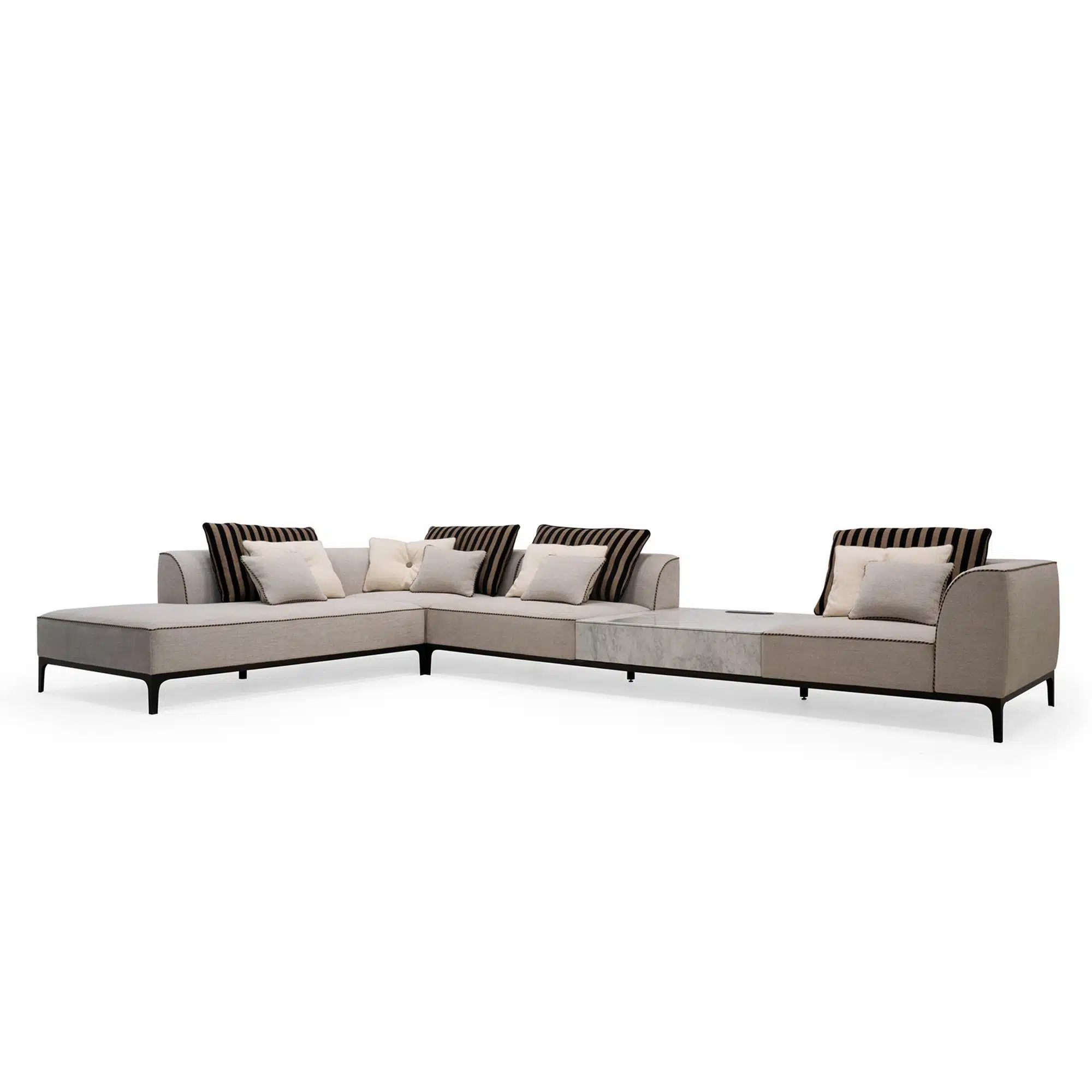 Maren Link sofa with integrated marble table and channel backrest