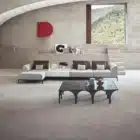 Maren Link sofa with integrated marble table and channel backrest