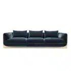 Varelli Curve sofa with polished stainless steel base and velvet upholstery