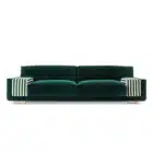 Verden Stripe sofa in green velvet with striped armrests